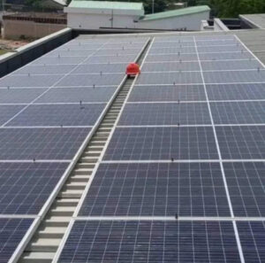 Solar panels mounted on a roof