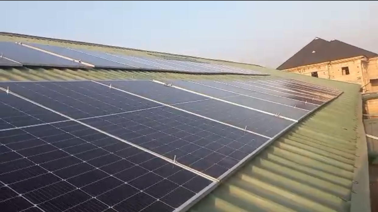 Solar panels mounted on a roof