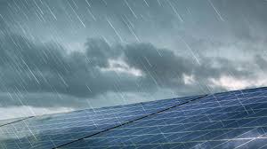 Rain falling on Solar panels
