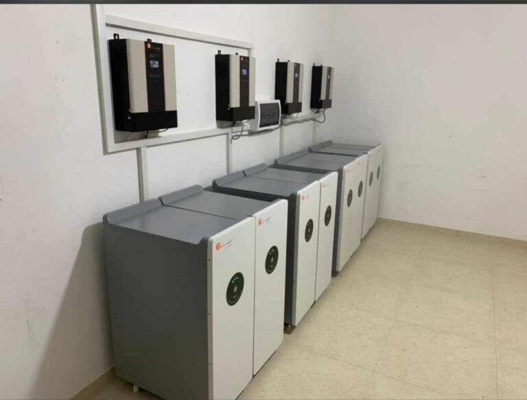 Array of solar batteries and inverters