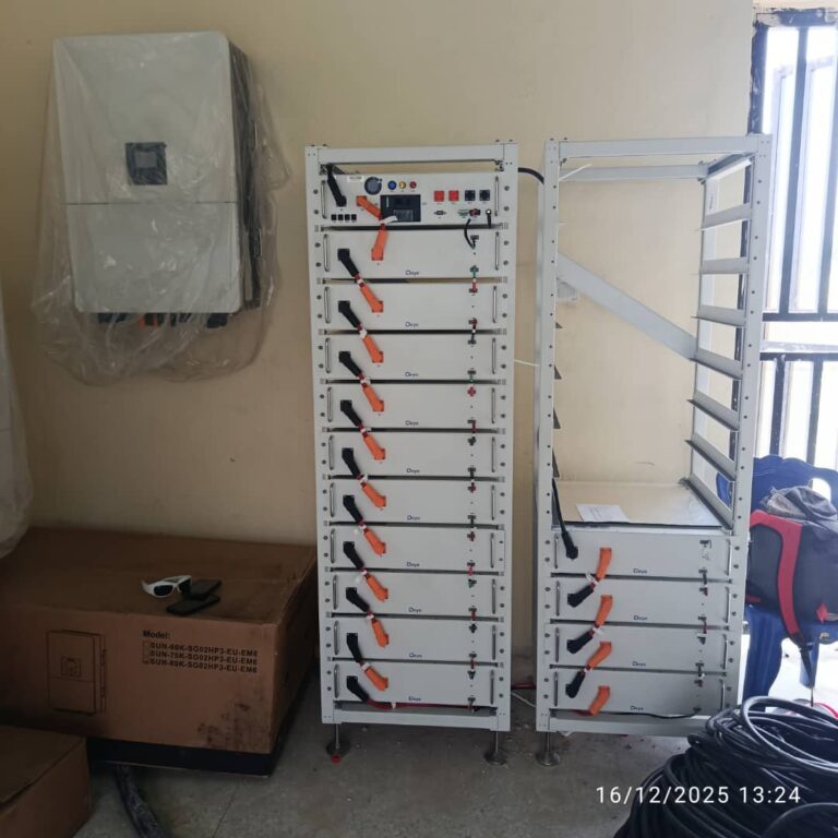 Battery bank for a 160kva solar farm in southern delta university, Orerokpe, Delta state