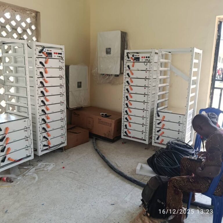 Battery bank for a 160kva solar farm in southern delta university, Orerokpe, Delta state