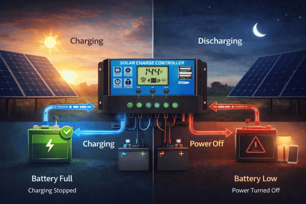 How a Solar Charge Controller Regulates Charging and Protects the Battery