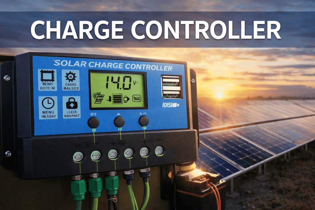 Solar Charge Controller Regulating Power From Solar Panels